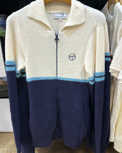 Sergio Tacchini Orion Brushed Knit Track Top Gardenia/Milky Blue - 595 Raw Menswear