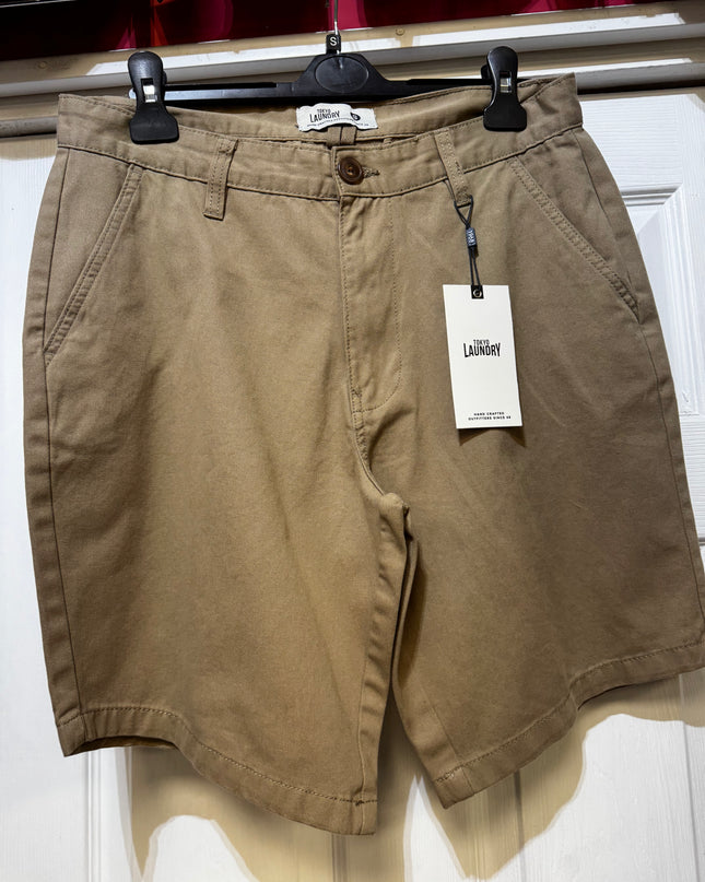 Tokyo Laundry Peached Cotton Chino Shorts Stone - 950