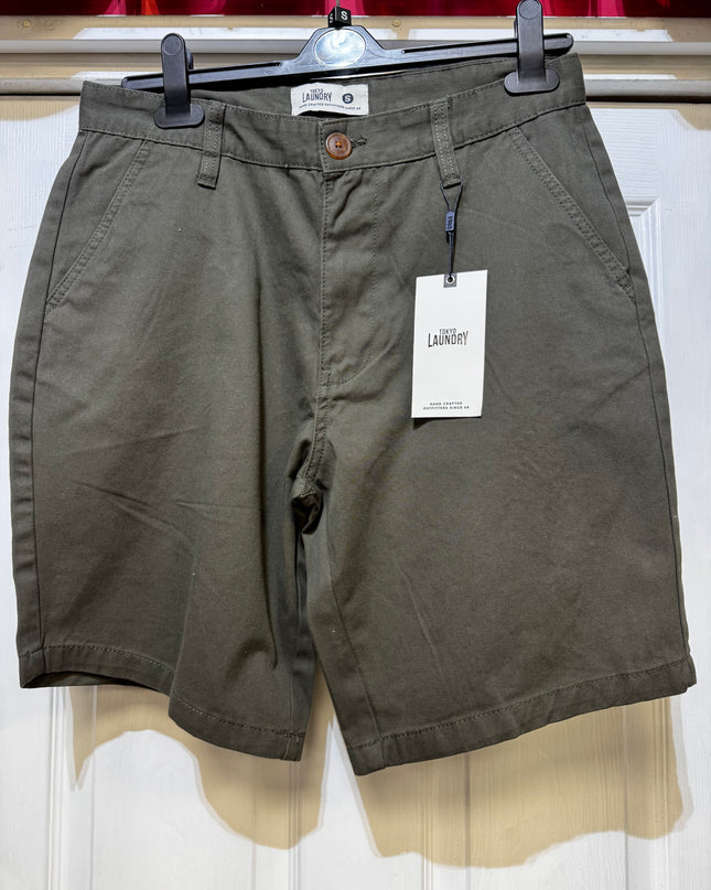 Tokyo Laundry Peached Cotton Chino Shorts Khaki - 951