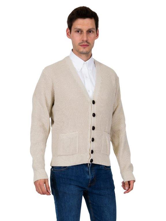 Relco Waffle Knit Cardigan Stone