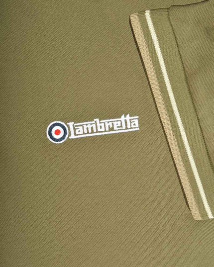 Lambretta Twin Tipped Polo in Khaki Silver/Cashew - 148