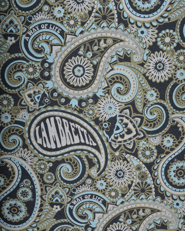 Lambretta Paisley Brand Polo in Navy/Ultimate Grey