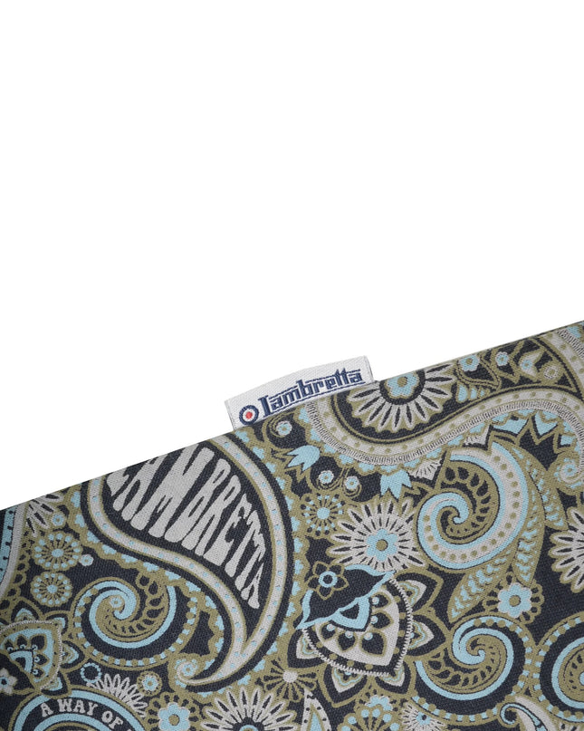 Lambretta Paisley Brand Polo in Navy/Ultimate Grey