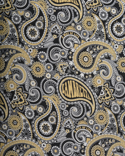 Lambretta Paisley Brand Polo in Black/Grey