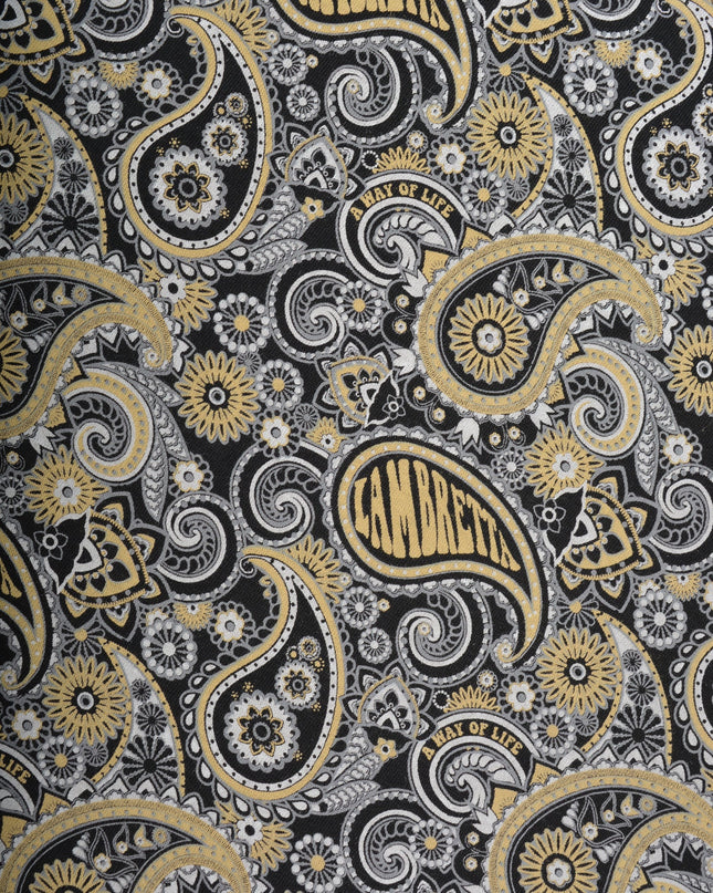 Lambretta Paisley Brand Polo in Black/Grey