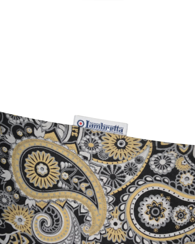 Lambretta Paisley Brand Polo in Black/Grey