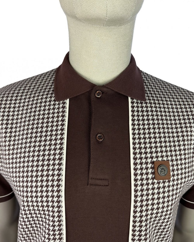 TROJAN Houndstooth Panel Polo TR/9118 Chocolate