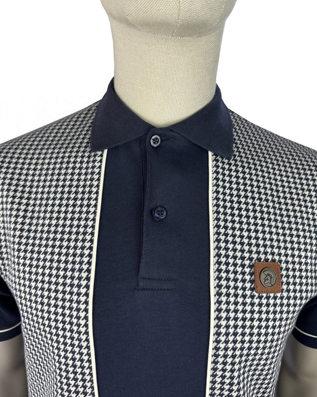 TROJAN Houndstooth Panel Polo TR/9118 Navy