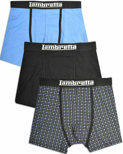 Lambretta 3 Pack Houndstooth Boxers Black/Blue