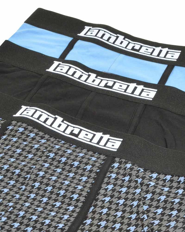 Lambretta 3 Pack Houndstooth Boxers Black/Blue