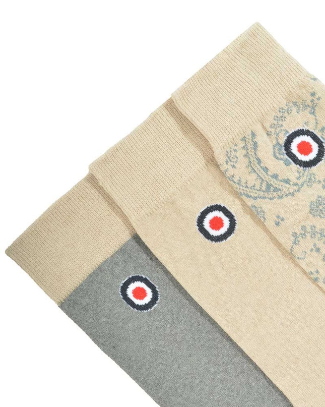 Lambretta 3 Pack Paisley Socks Iron/Stone