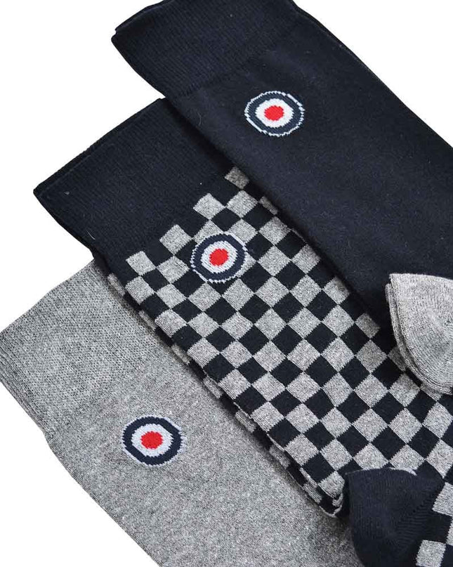 Lambretta 3 Pack Checker Socks Grey/Navy