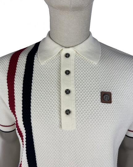 TROJAN Racing Stripe Fine Gauge Polo TR/9113 Cream