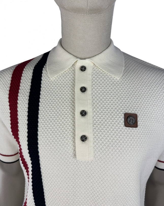 TROJAN Racing Stripe Fine Gauge Polo TR/9113 Cream