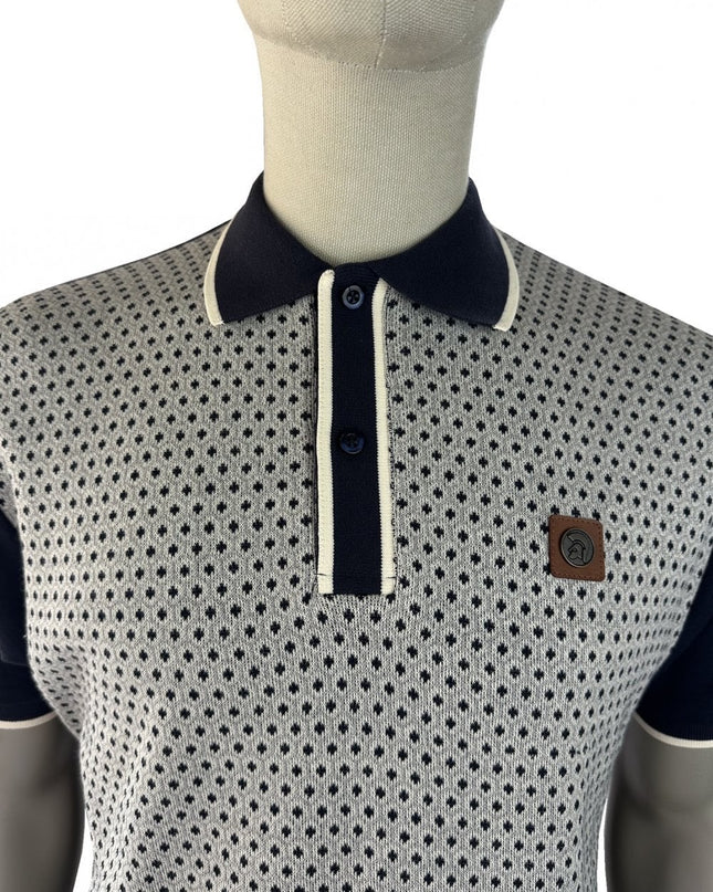 TROJAN Motif Jacquard Panel Polo TR/9119 Navy