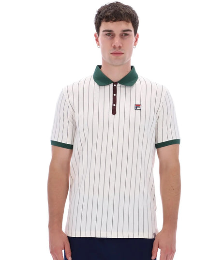 FILA BB1 Classic Vintage Striped Polo inn Gardenia/Pine Needle/Fudge