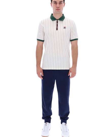 FILA BB1 Classic Vintage Striped Polo inn Gardenia/Pine Needle/Fudge
