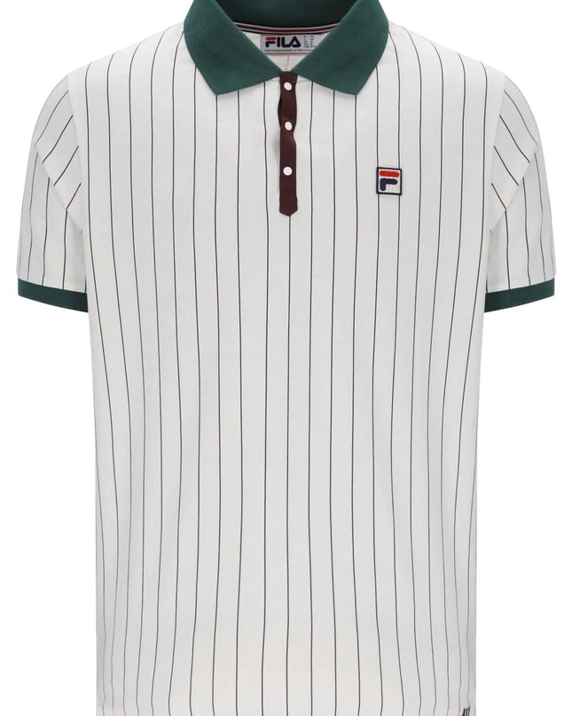 FILA BB1 Classic Vintage Striped Polo inn Gardenia/Pine Needle/Fudge