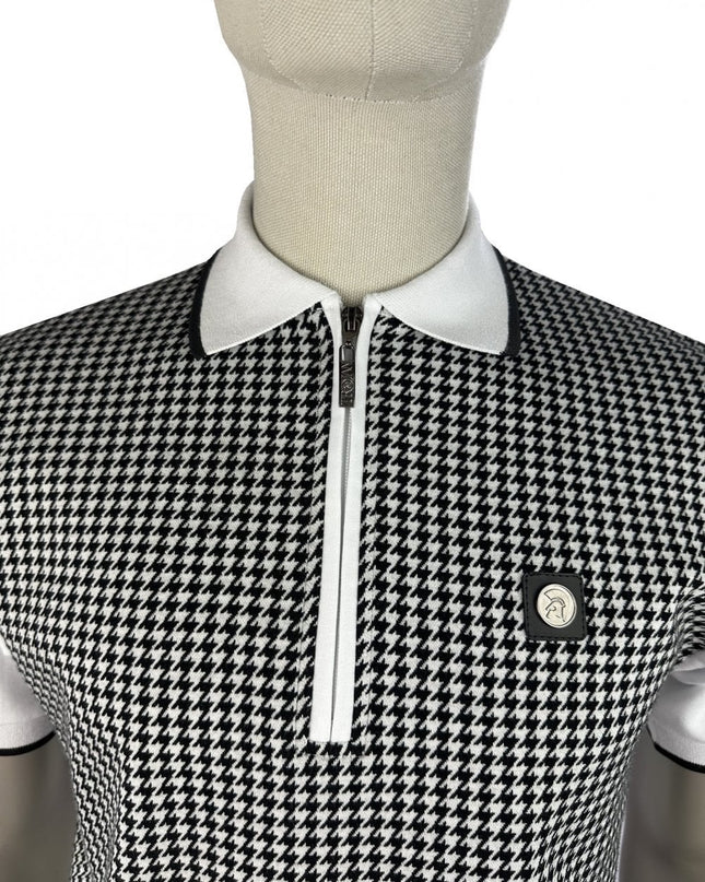 Mono Houndstooth Zip Polo TR/9125 White