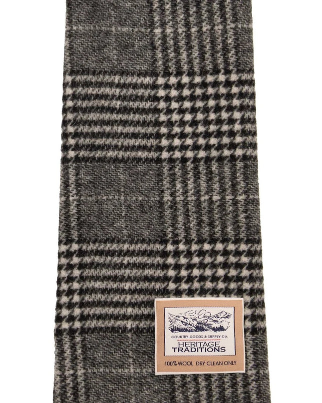 Heritage Prince of Wales Checked Wool Scarf Charcoal