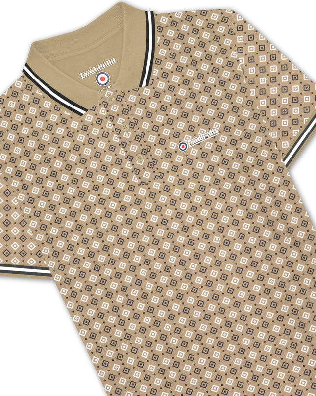 Lambretta GEO AOP Polo Lead Grey