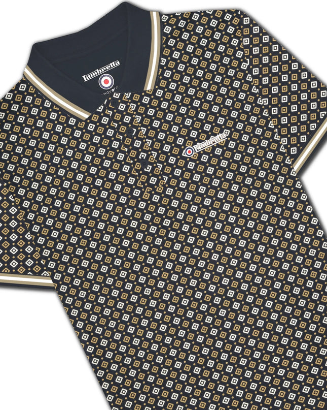 Lambretta GEO AOP Polo Navy/Lead Grey