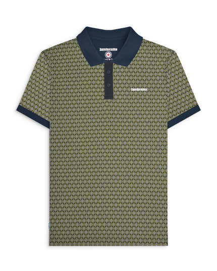 Lambretta GEO Roundel Polo Navy/Sage Grey