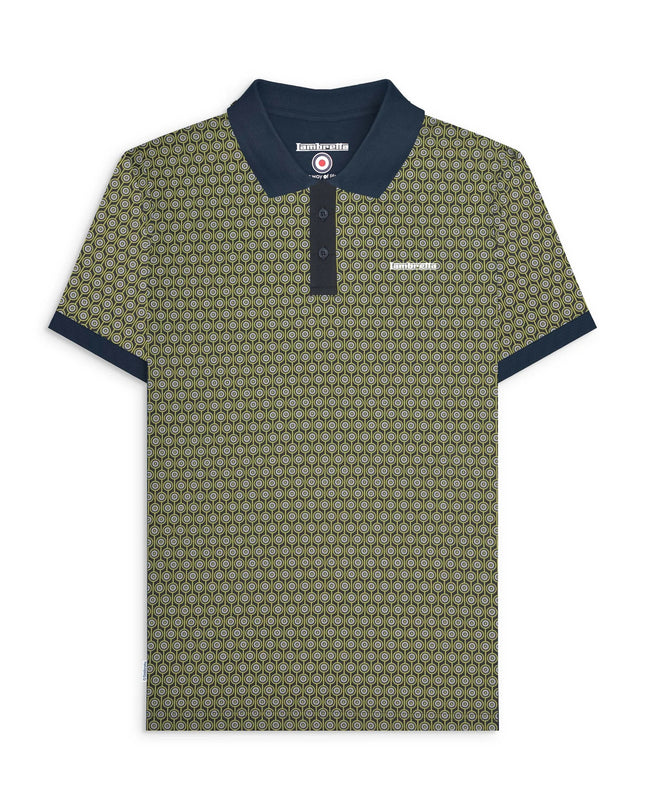 Lambretta GEO Roundel Polo Navy/Sage Grey