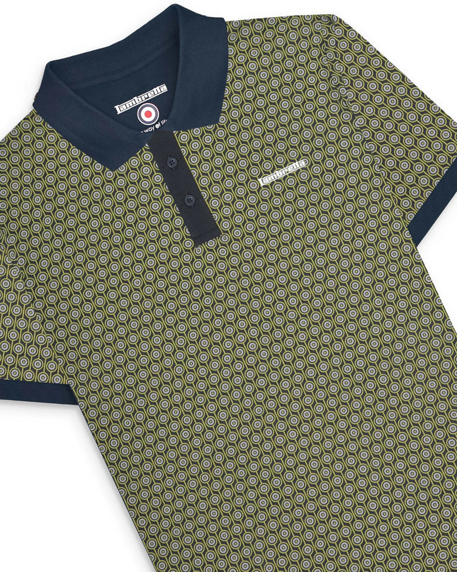 Lambretta GEO Roundel Polo Navy/Sage Grey