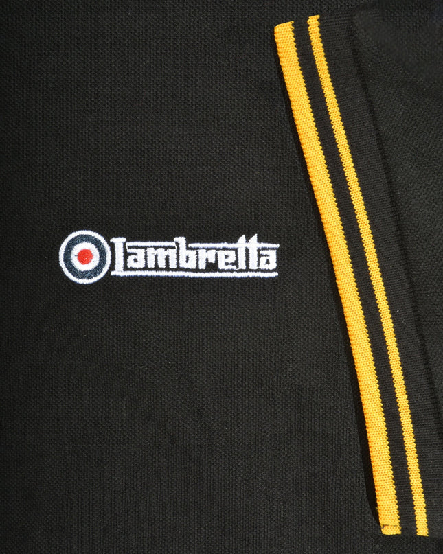 Lambretta Ladies Twin Tipped Polo Black/Gold 
