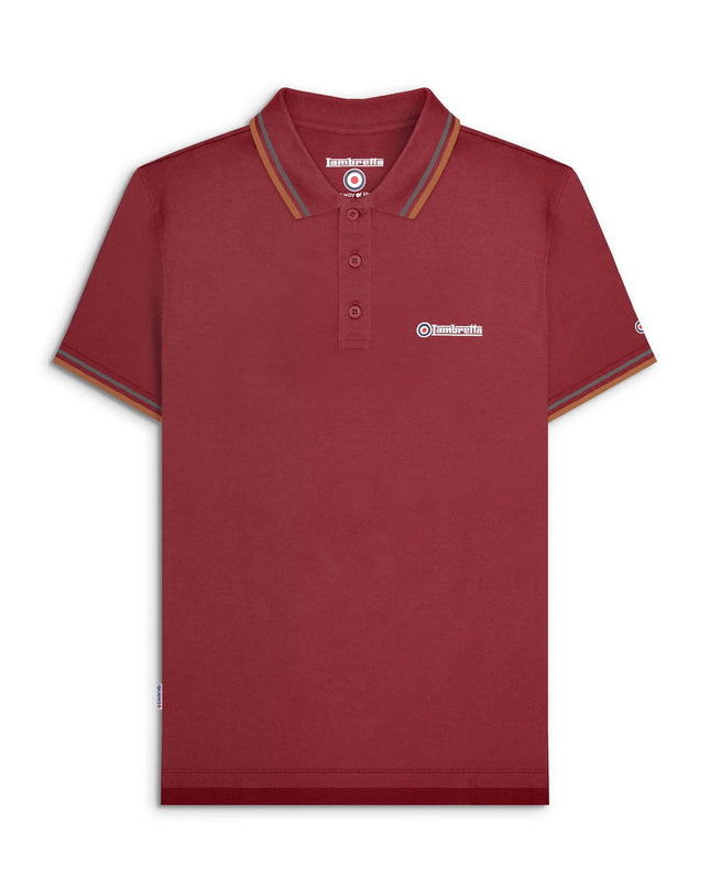 Lambretta Twin Tipped Polo Burgundy Thunderstorm/Rust