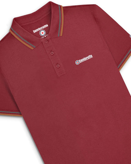Lambretta Twin Tipped Polo Burgundy Thunderstorm/Rust
