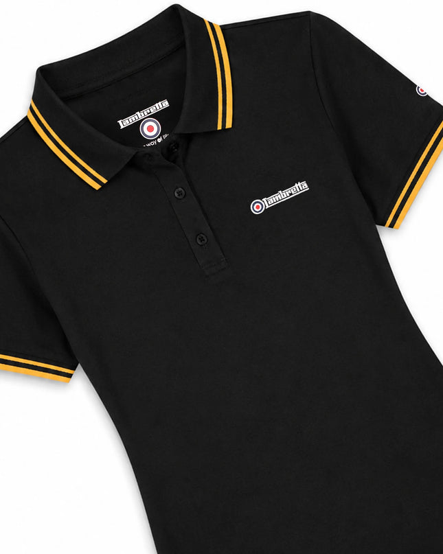 Lambretta Ladies Twin Tipped Polo Black/Gold 