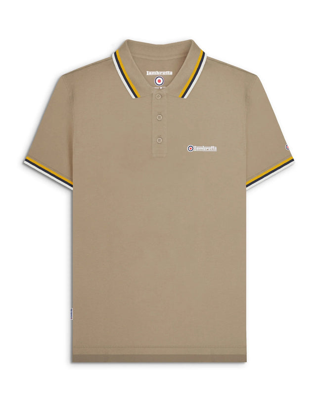 Lambretta Triple Tipped Polo Lead Grey Gold/Navy/Jet Stream