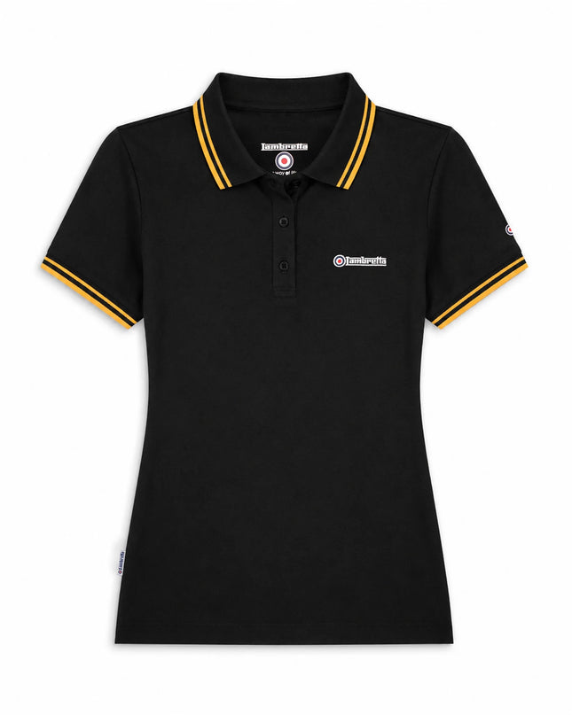 Lambretta Ladies Twin Tipped Polo Black/Gold 