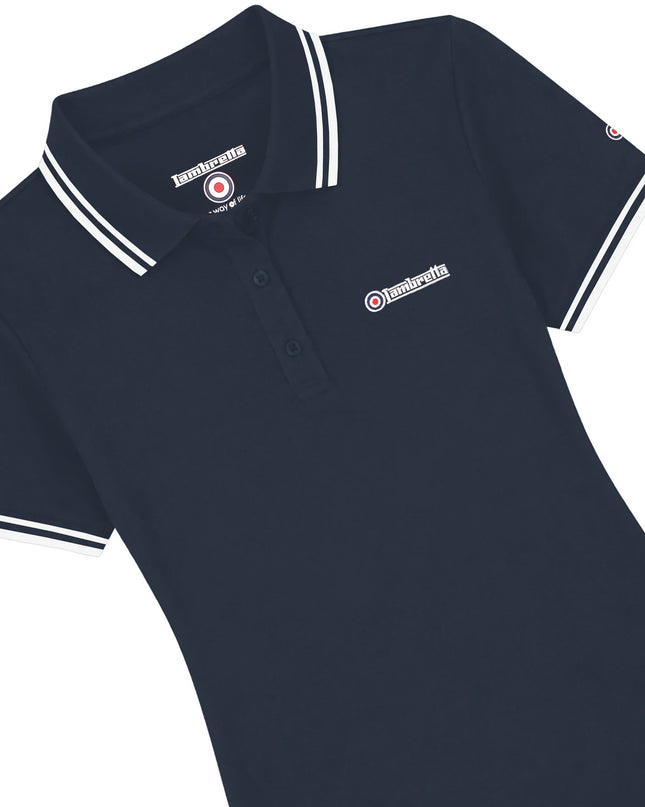 Lambretta Ladies Twin Tipped Polo Navy/White