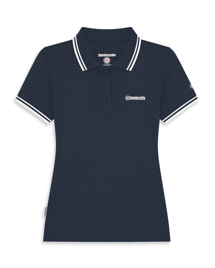 Lambretta Ladies Twin Tipped Polo Navy/White