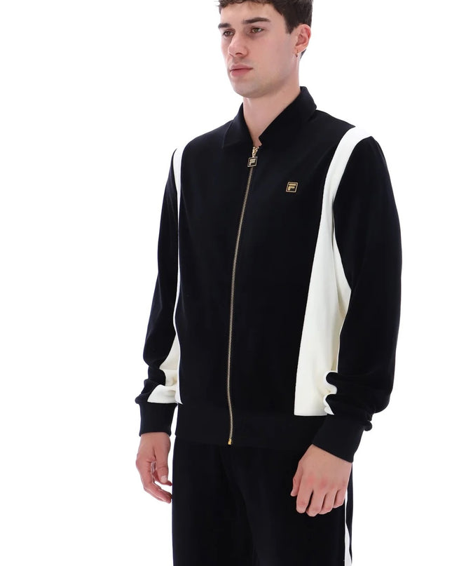 FILA Lazaro Velour Colour Black Jacket in Black / White Down