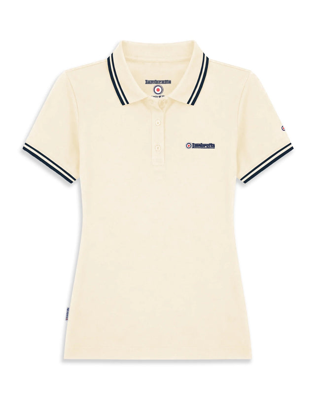 Lambretta Ladies Twin Tipped Polo Ecru/Navy