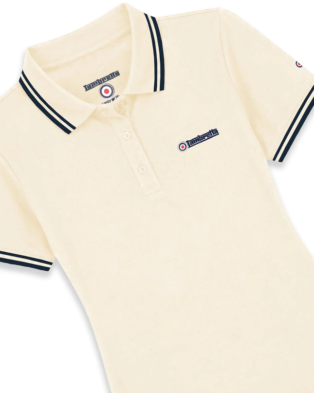 Lambretta Ladies Twin Tipped Polo Ecru/Navy