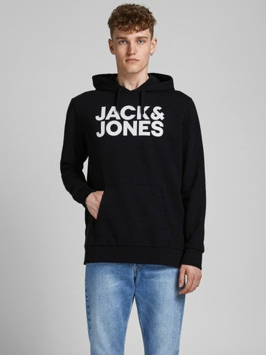 Jack & Jones Corp Logo Sweat Hoodie in Black