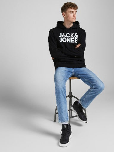 Jack & Jones Corp Logo Sweat Hoodie in Black