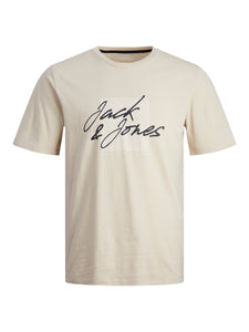 Jack & Jones Zuri Crew Neck Tee Moonbeam Stone - Raw Menswear