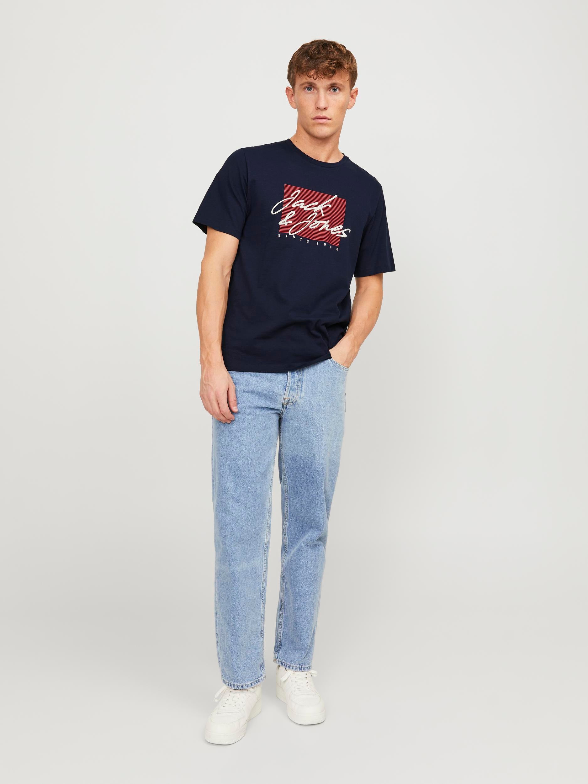 Jack & Jones Zuri Crew Neck Tee Navy Blue - Raw Menswear