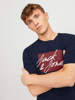 Carica l&#39;immagine nel visualizzatore di Gallery, Jack &amp; Jones Zuri Crew Neck Tee Navy Blue -
