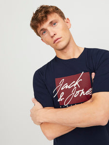 Jack & Jones Zuri Crew Neck Tee Navy Blue -