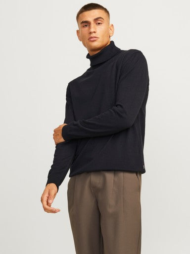 Jack & Jones Basic Knit Roll Neck Jumper in Black 