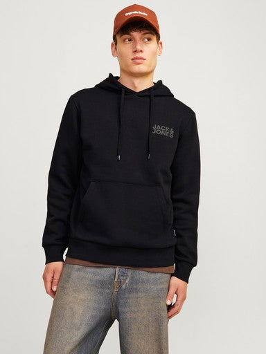 Jack & Jones Corp Logo Sweat Hoodie in Black