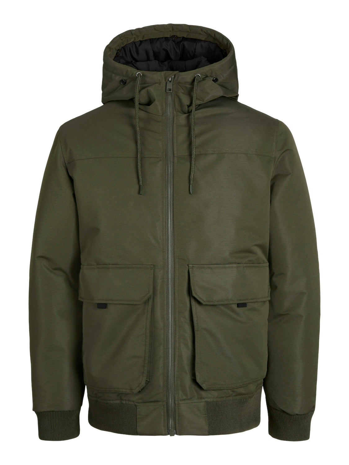 Jack & Jones Construct Hooded Bomber Jacket Khaki - Raw Menswear