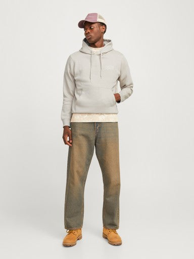 Jack & Jones Corp Logo Sweat Hoodie in Stone